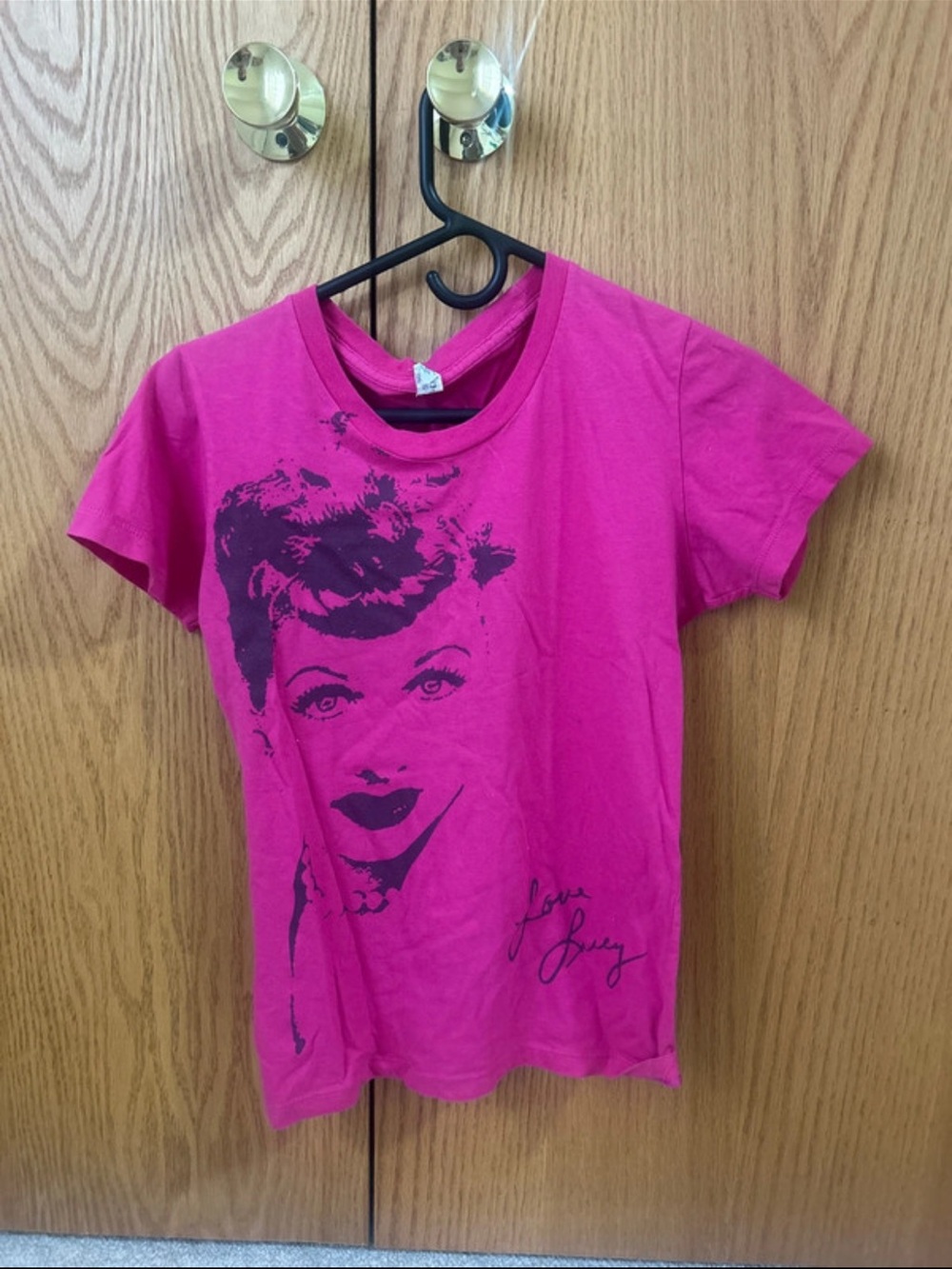 Women's Bright Pink Graphic Short-Sleeve Tee with Lucille Ball